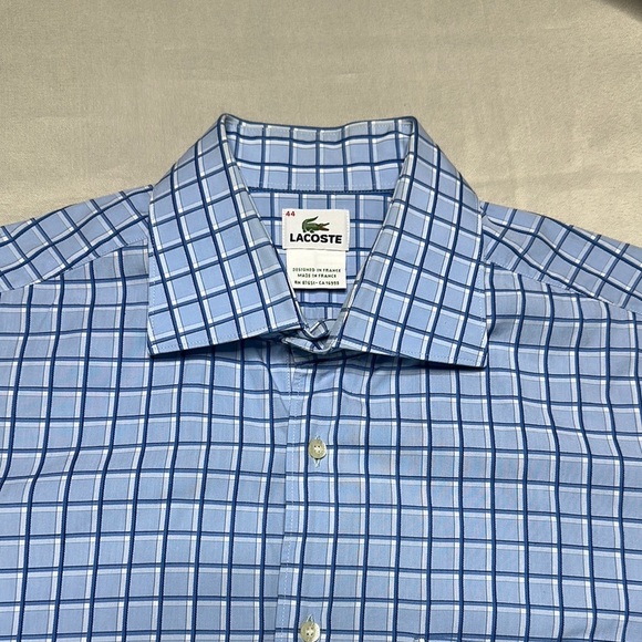 Lacoste Blue Checkered Men's Button Shirt - Picture 3 of 10